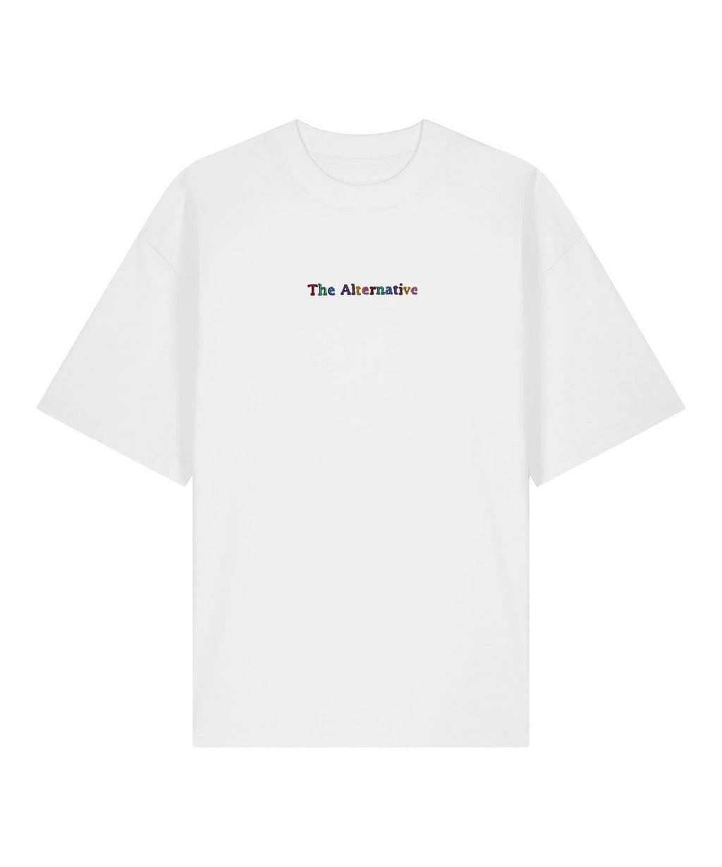 The Alternative Multicoloured Drop Shoulder T-Shirt TheAlternativeStore Small White 