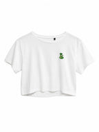 Snake Crop Top front view embroidered snake on 150GSM lightweight cotton crop tee