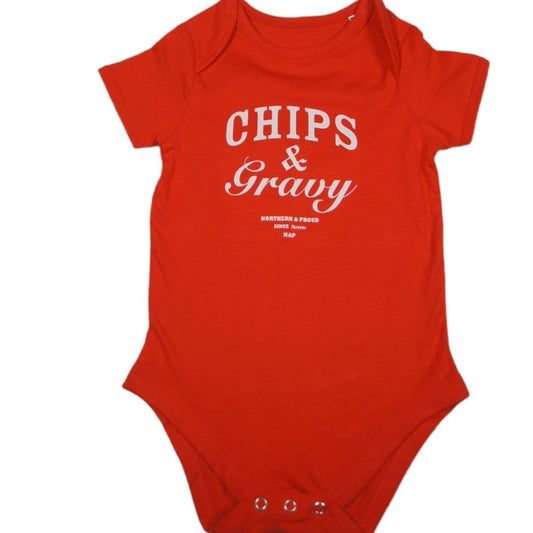 Chips & Gravy Babygrow Babygrow The Alternative Store 3-6 Months Red 