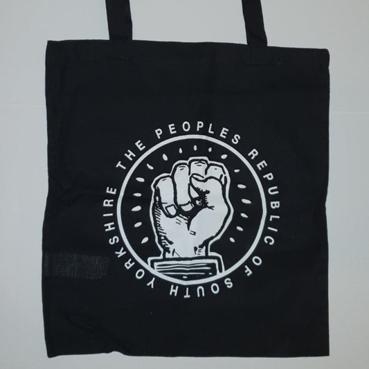 People's Republic of South Yorkshire Tote Bag TheAlternativeStore Black with White Print 